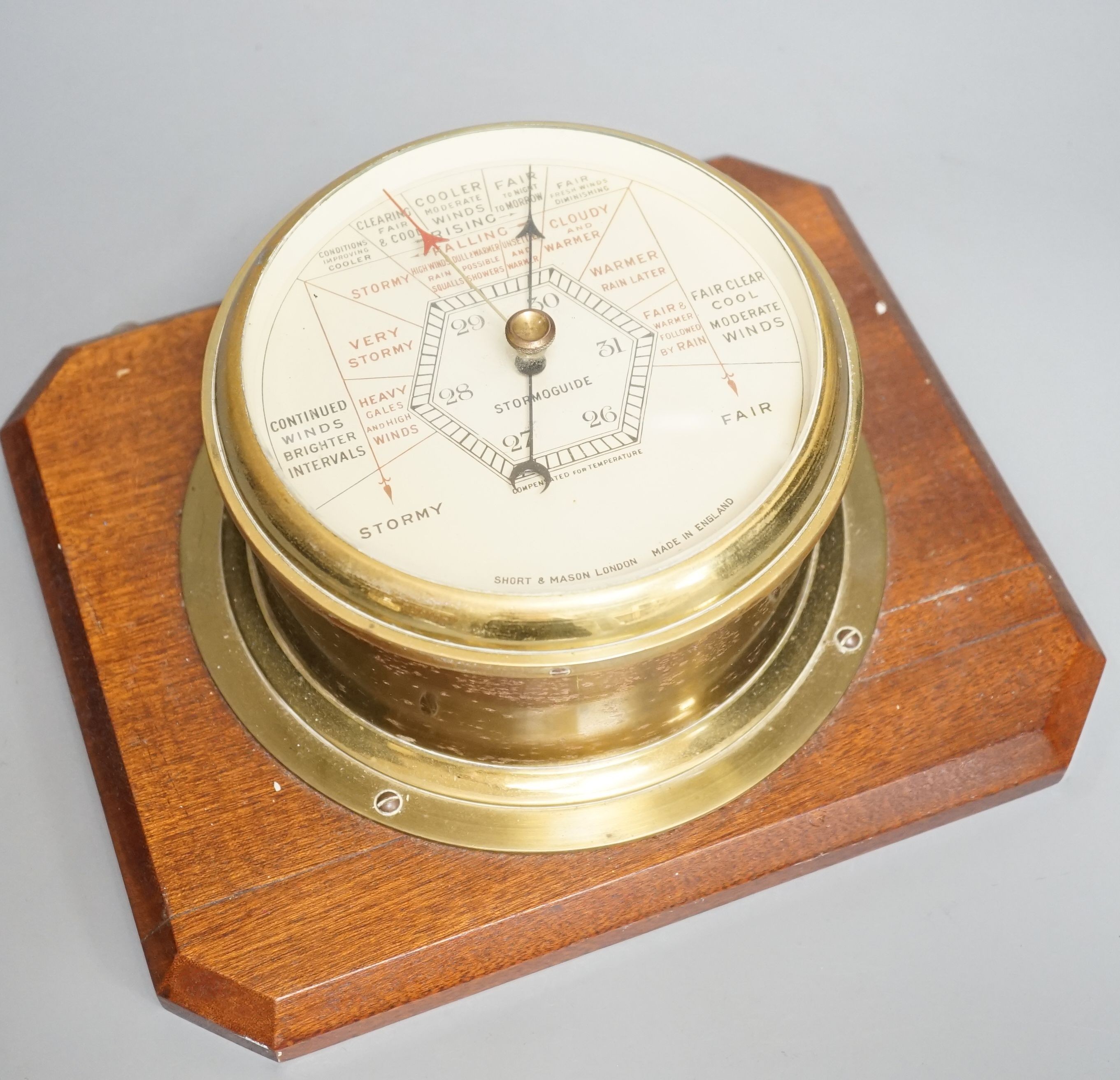 A Short & Mason bulkhead Stormoguide aneroid barometer, dial 15cm. diam.